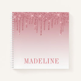 Moderner Trendy Dusty Pink Glitzer Tropfen Notizbuch