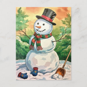 Moderner Trendy Frohe Weihnachtsschneemann Feiertagspostkarte