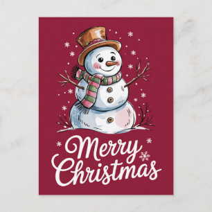 Moderner Trendy Frohe Weihnachtsschneemann Feiertagspostkarte