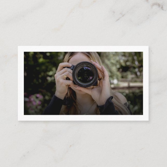 Moderner Trendy Full Foto Fotograf Visitenkarte (Vorderseite)