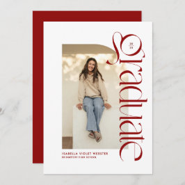 Moderner trendy graduate red Foto Abschluss Einladung