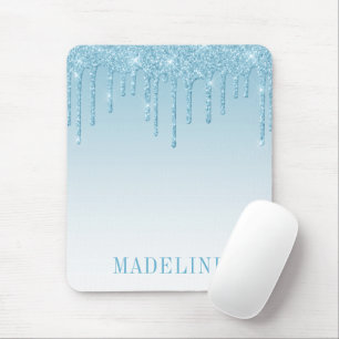 Moderner Trendy Light Blue Glitzer Tropfen Mousepad