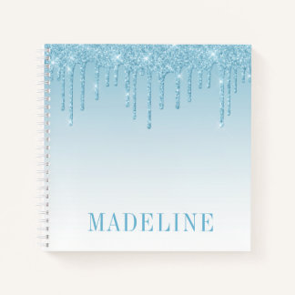 Moderner Trendy Light Blue Glitzer Tropfen Notizbuch