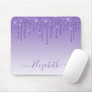 Moderner Trendy Lila Glitzer Stilvolle Schrift Mousepad