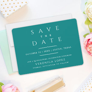 Moderner Trendy Minimal Aquamarin Mis Quince Años Save The Date