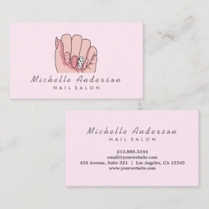 Moderner Trendy Nails Salon Nageltechniker Pink Visitenkarte
