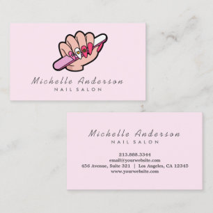 Moderner Trendy Nails Salon Nageltechniker Pink Visitenkarte