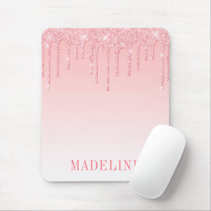 Moderner Trendy Pink Blush Glitzer Tropfen Mousepad