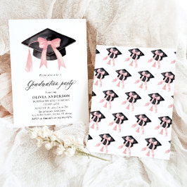 Moderner Trendy Pink Bow Graduation Cap Abschluss Einladung