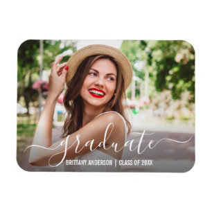 Moderner Trendy Script Foto Abschluss Magnet