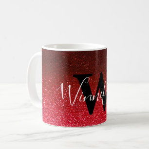 Moderner Trendy Simple Monogram Black Glitzer Ombr Kaffeetasse