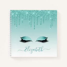 Moderner Trendy Stylish Script Aquamarin Glitzer L Notizbuch