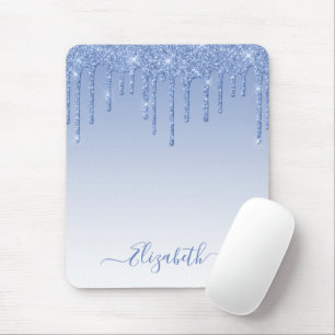 Moderner Trendy Stylish Script Dusty Blue Glitzer Mousepad