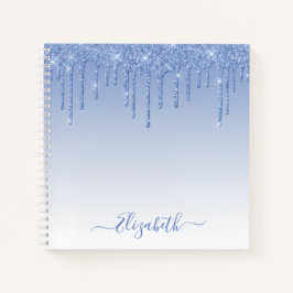 Moderner Trendy Stylish Script Dusty Blue Glitzer Notizbuch