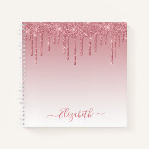 Moderner Trendy Stylish Script Dusty Pink Glitzer Notizbuch