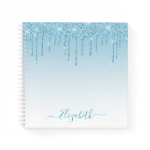 Moderner Trendy Stylish Script Light Blue Glitzer