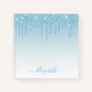Moderner Trendy Stylish Script Light Blue Glitzer Notizbuch