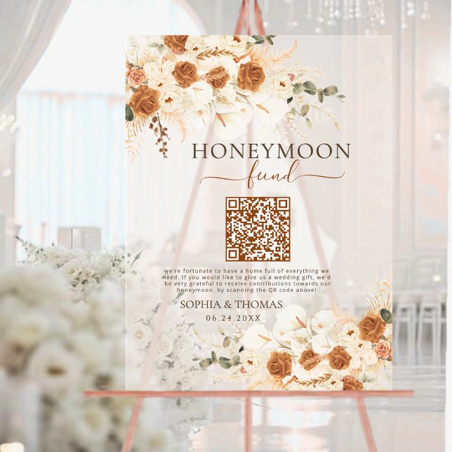 Moderner Treuhandfonds für Wasserfarben-Rose QR-Co Acrylschild (Von Creator hochgeladen)