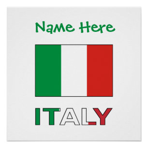 Moderner Tricolore-Name-Hier-Italienische-Flagge Poster