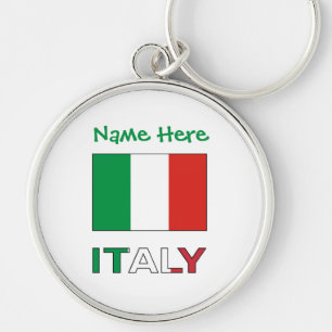 Moderner Tricolore-Name hier Italienische Flagge Schlüsselanhänger