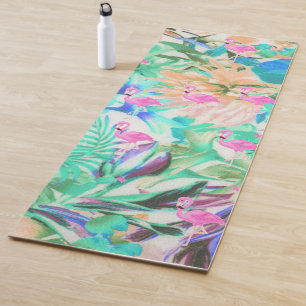 Moderner tropischer aquamariner rosa yogamatte