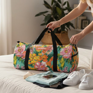 Moderner tropischer Blumenmuster - Personalisierte Duffle Bag
