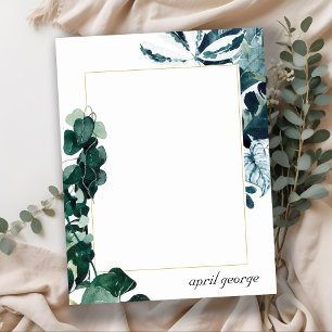 MODERNER TROPISCHER MONSTERA FOLIAGE BLAUE FRAU MITTEILUNGSKARTE