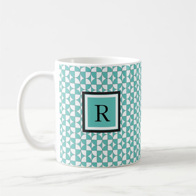Moderner Türkis kreist Muster-Tasse ein Kaffeetasse (Links)