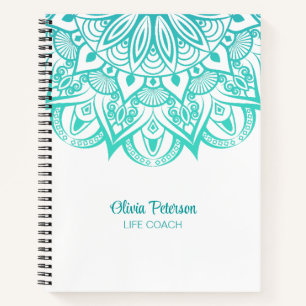 Moderner Türkis Mandala Life Coach Notizbuch