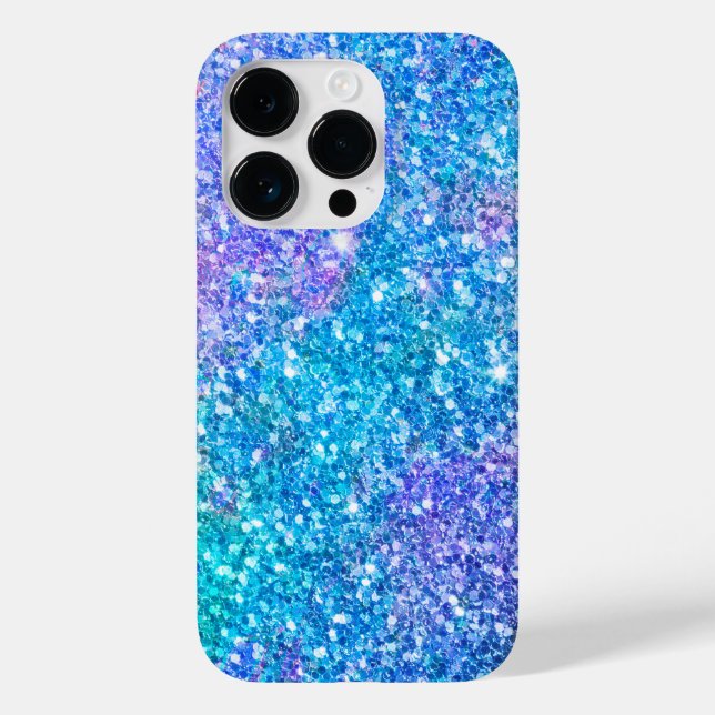 Moderner Türkisblau und Lila Glitzer Print Case-Mate iPhone Hülle (Rückseite)
