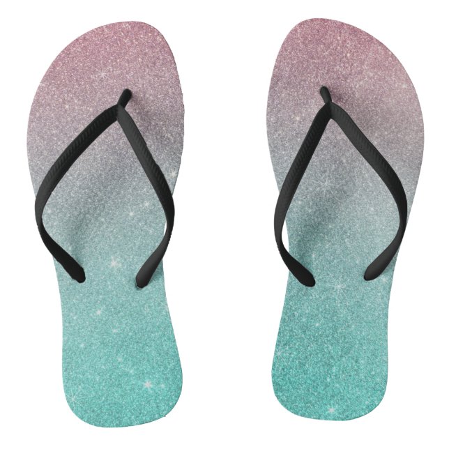 Moderner türkisfarbener Glitzer Flip Flops (Fußbett)