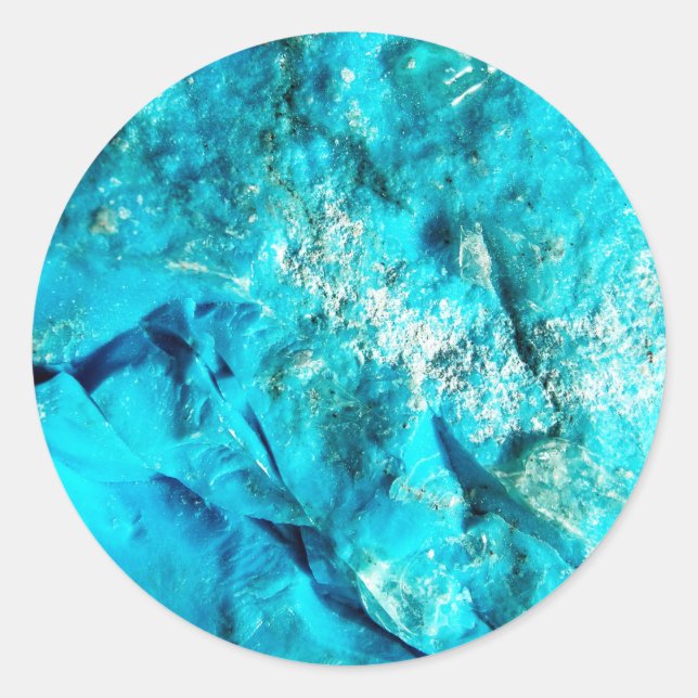 Moderner türkisfarbener Marmorstein Runder Aufkleber (Vorderseite)