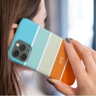 Moderner, türkisfarbener orangefarbener Block Case-Mate iPhone 14 Hülle