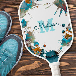 Moderner türkisfarbener Silberorangefarbener Sprit Pickleball Schläger