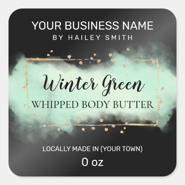 Moderner türkisfarbener und schwarzer Butterbläser Quadratischer Aufkleber (Vorderseite)