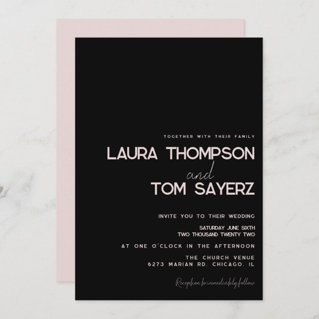 Moderner Typ einfache Handschrift Hochzeitsschrift Einladung (Vorne/Hinten)