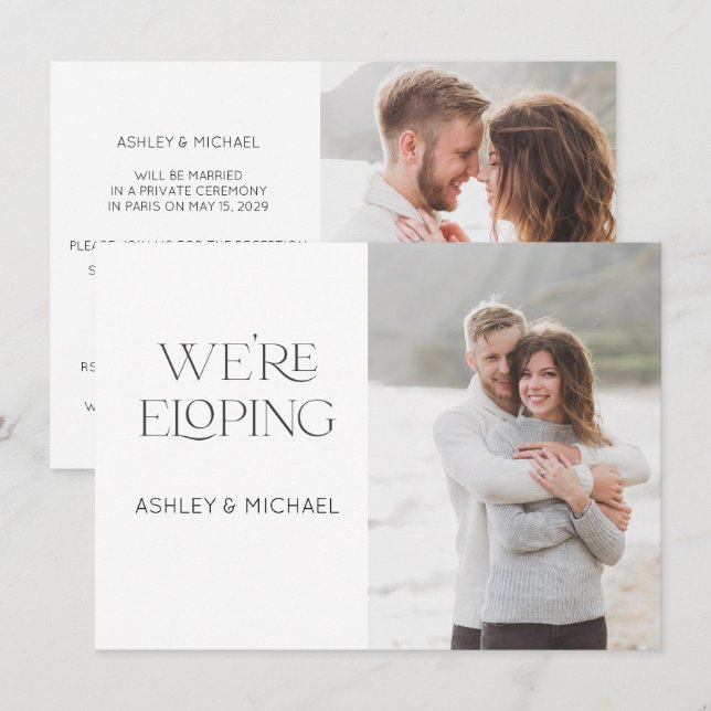 Moderner Typ Wir sind Eloping 2 Foto Empfang Invit Einladung (Vorne/Hinten)