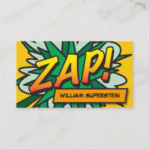 Moderner typografischer Spaß Comic Book ZAP Visitenkarte