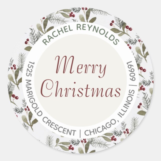 Moderner Umschlag Aufkleber für Weihnachten im Lan (Vorderseite)