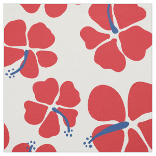 Moderner und einfacher Rot- und Blauer Hibiskus na Stoff
