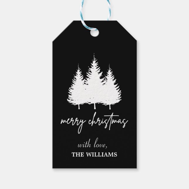 Moderner und eleganter Weihnachtsbaum personalisie Geschenkanhänger (Vorderseite)