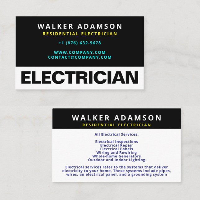 Moderner und minimaler Trendy Handyman Electrician Visitenkarte (Modern handyman business cards
Minimalist electrician cards
Trendy handyman marketing materials)