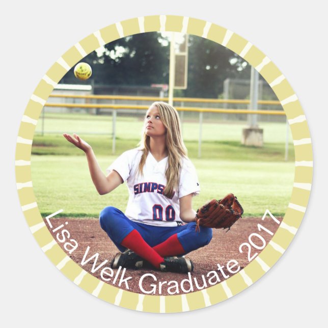 Moderner und neuer Foto-Rahmen-Aufkleber Runder Aufkleber (Vorderseite)