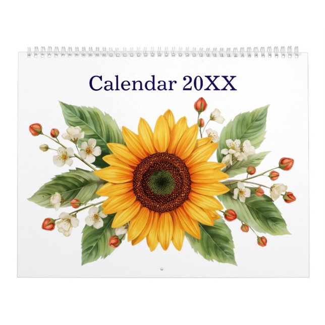 Moderner und stilvoller Sonnenblumen-Monatsplaner  Kalender (Titelbild)
