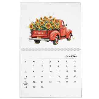 Moderner und stilvoller Sonnenblumen-Monatsplaner  Kalender