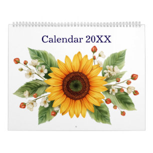 Moderner und stilvoller Sonnenblumen-Monatsplaner Kalender