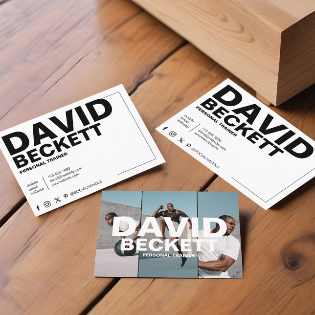 Moderner und trendiger Personal Trainer Fitness 3  Visitenkarte (Modern & Trendy Personal Trainer Fitness 3 Photo Business Card)
