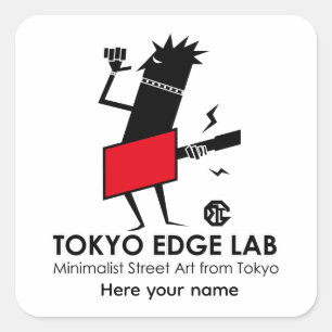 Moderner urbaner Gitarrespieler Grafik-Tokyo Edge  Quadratischer Aufkleber