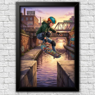 Moderner Urbaner Skateboard-Schlafzimmer-Wandposte Poster
