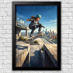 Moderner Urbaner Skateboard-Schlafzimmer-Wandposte Poster